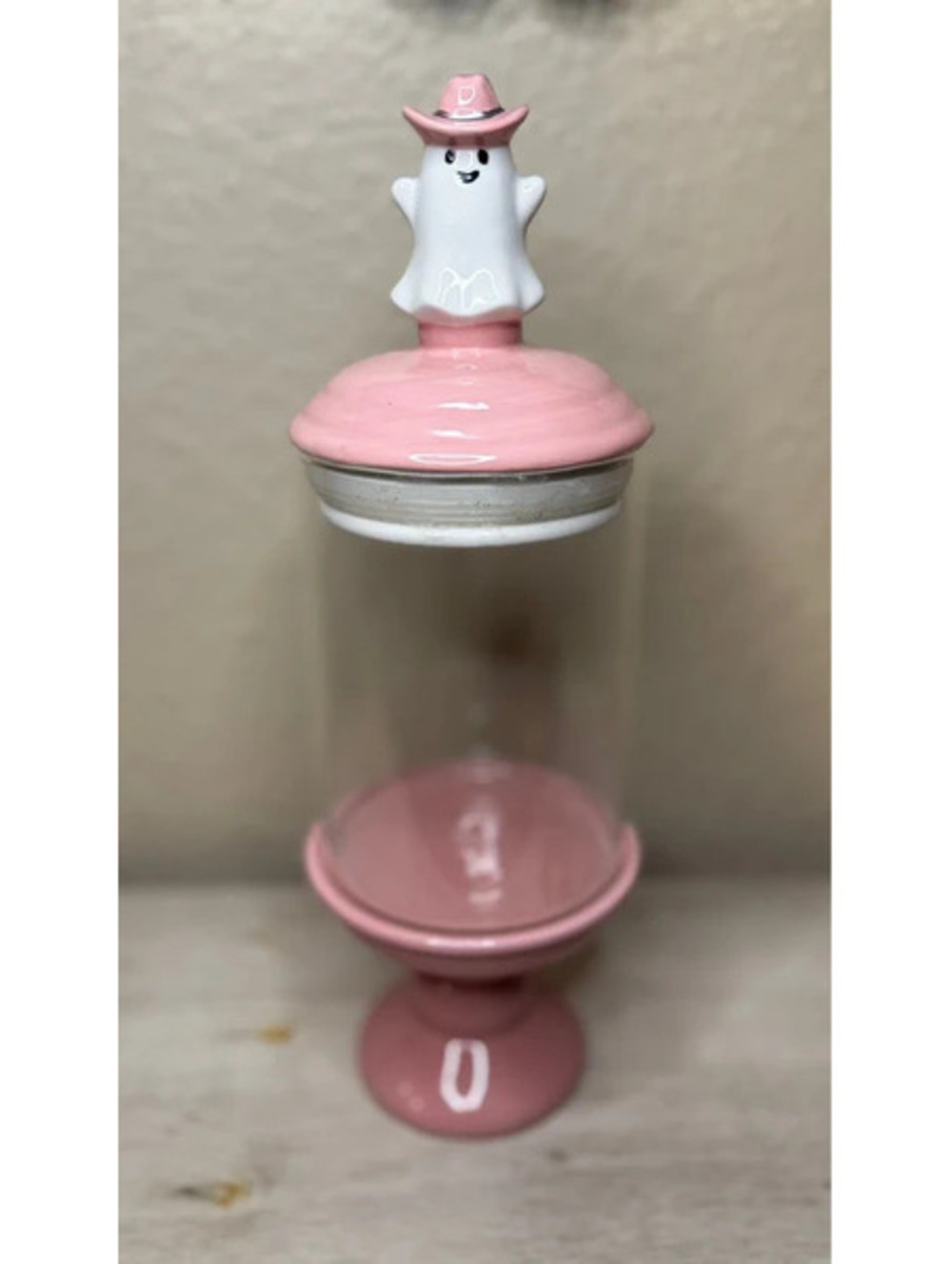 Viral Cobwebs & Cauldrons Pink Cowgirl Ghost Candy Jar - 14" Tall Apothecary